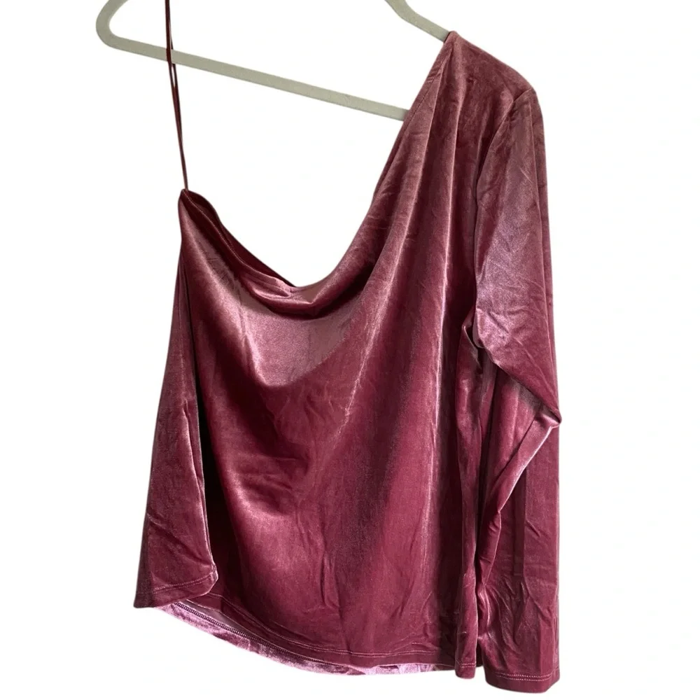 PLUS‎ Old Navy NEW Maeve Velvet One Shoulder Long Sleeve Stretch Blouse Size 2X